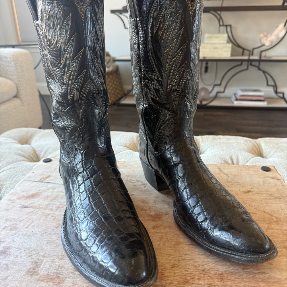 Handmade Lee Willard Bias Cut Alligator Men’s 11.5 signed & dated Aug. 82 Boots